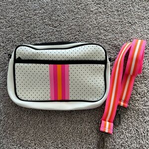 Crossbody Bag with Pink and Orange Stripes